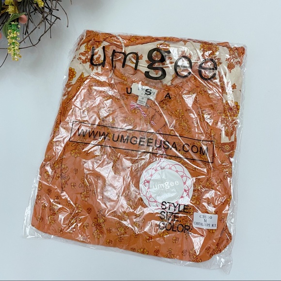 Umgee | Floral Long Puff Sleeve Keyhole Dress Ruffle Hem Tassel Tie Tiered Boho - Picture 13 of 16